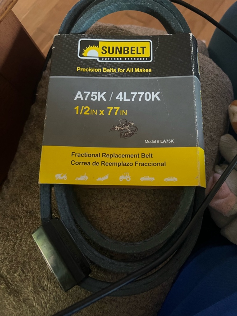 Sunbelt Fractional Replacement Belt A75K / 4L770K - 1/2” x 77 in